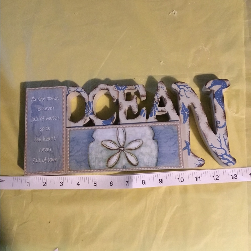 Ocean Themed Shelf Decor with Blue Accents